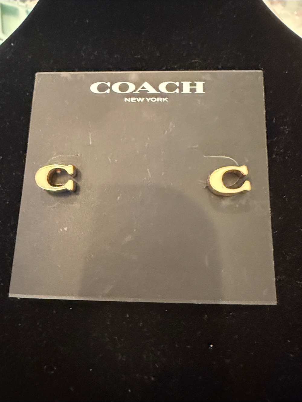 Coach Gold 'C' Logo Stud Earrings - Gold Tone